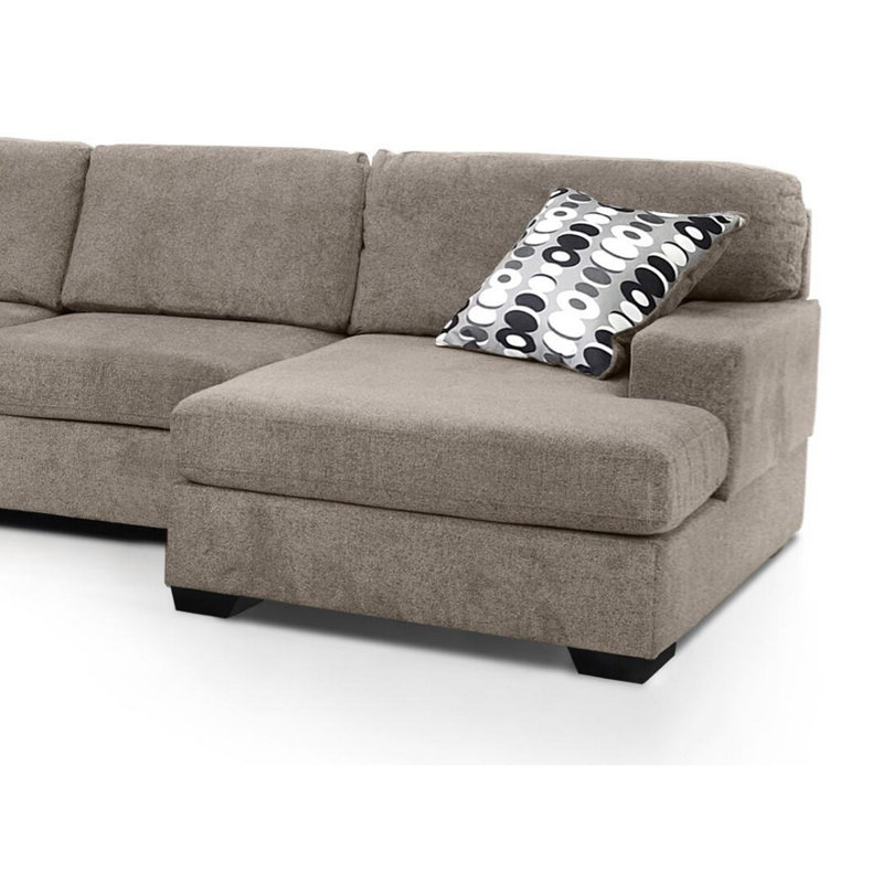 Zia 93 Inch Wide Sectional Sofa With Double Chaise Ottoman Chenille Beige Chenille